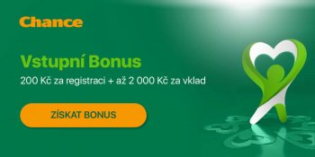 Chance Casino vstupní bonus 200 Kč za registraci a až 2000 Kč za vklad